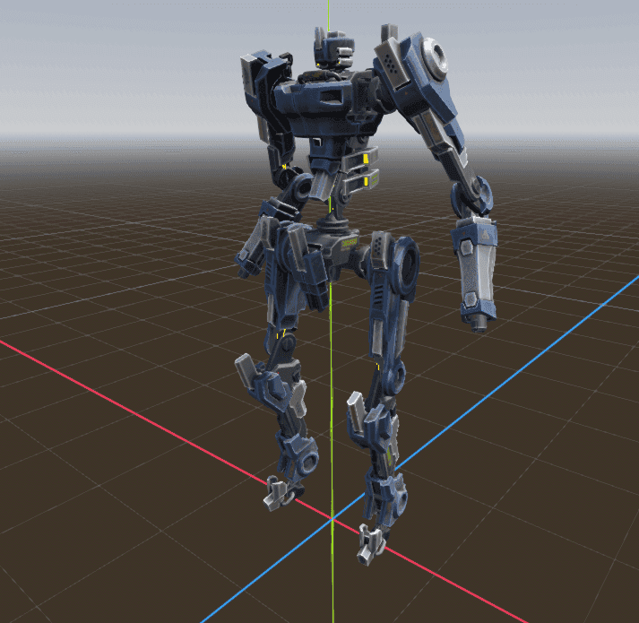 The finished warbot — textured, animated, and battle-ready